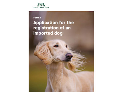 Application for the Registration of an Imported Dog - cover
