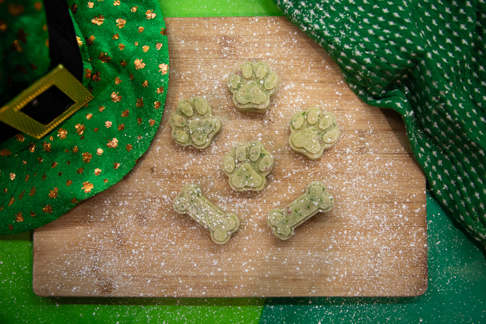St. Patrick's Day treats shaped like paws and bones