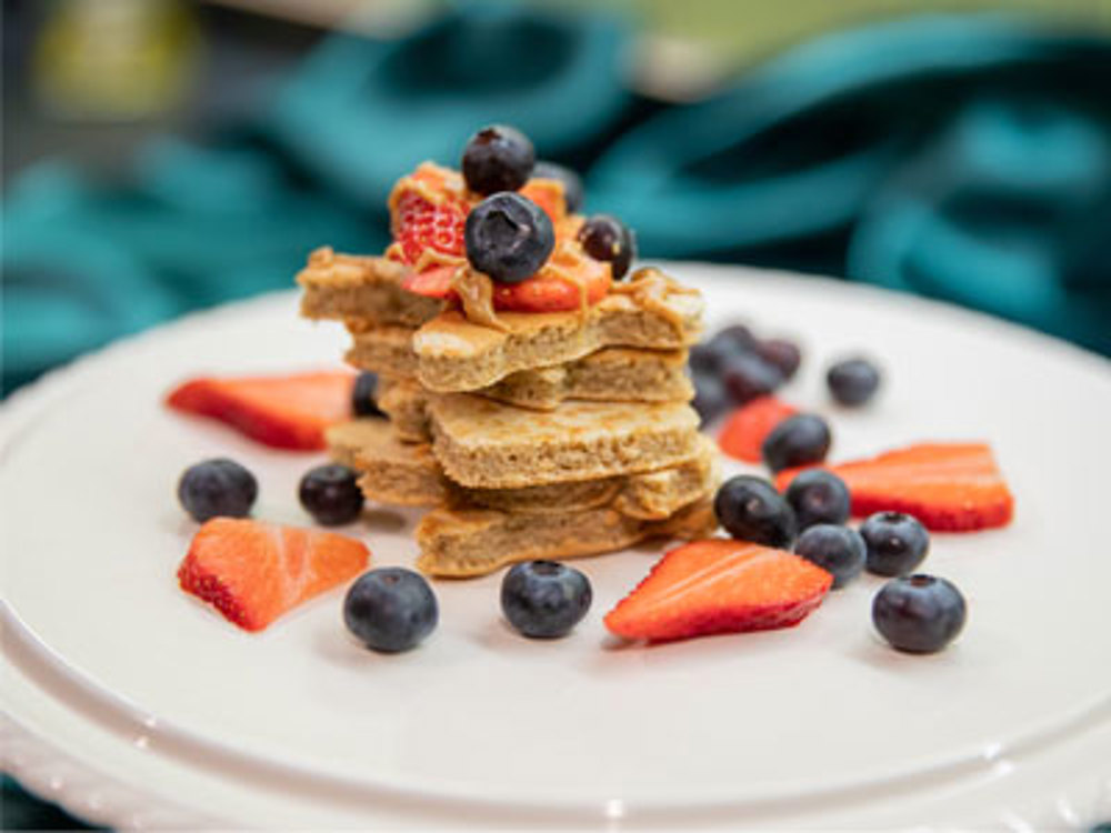 Oat pancake stack on a plate
