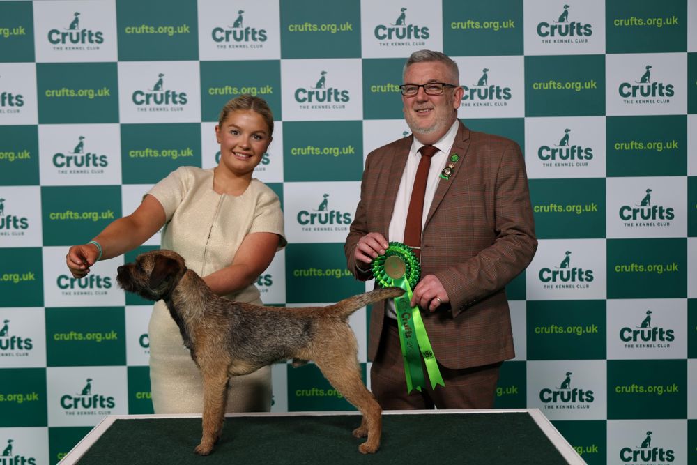 Lauren Goddard and Border Terrier, winner of JW final Crufts 2023. Photo Beat Media