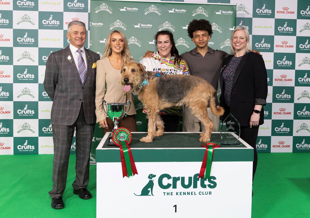 Derbyshire dog wins popular Crufts crossbreed competition. Diesel, winner of Scruffts at Crufts 2024, with owner Claire Whitehead. Credit BeatMedia and The Kennel Club